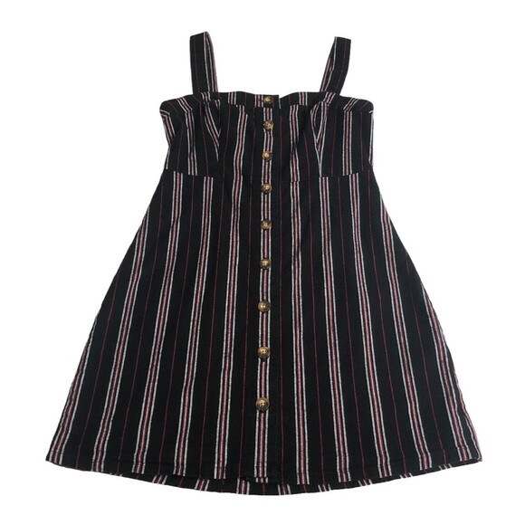 Hollister Dress Womens Small Black Red Striped Y2K Academia Grunge Mini Button - Picture 1 of 16